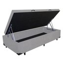 Ver imagem 1 de Base Cama Box Baú Solteiro Couro Sintético Cinza 43x88x188