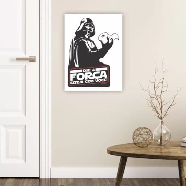 Placa Decorativa Star Wars Darth Vader Banheiro que a força esteja com você - 30x40cm