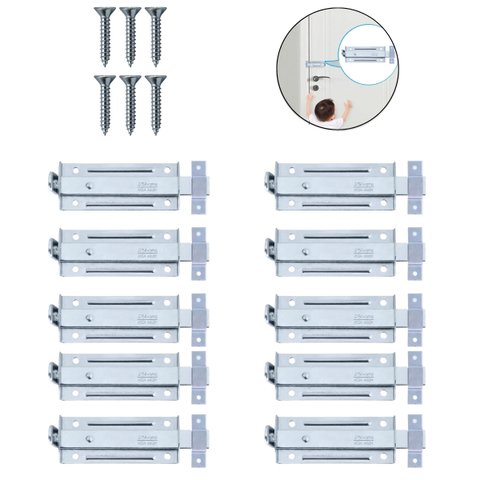 Ferrolho Trinco Tarjeta Fecho Chato para Porta Janela Portão 5,5cm Zincado | Silvana | Kit 10 Un