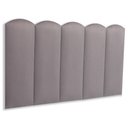 Ver imagem 1 de Kit Cabeceira Estofada Modelo Nuvem Solteiro 5 Placas Fita Dupla Face MDF Suede Cinza