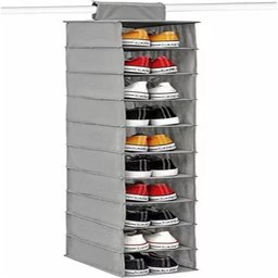 Sapateira Vertical Multiuso 10 Divisorias Prateleiras Organizador Cabideiro para Armario Closet Cinz - 5