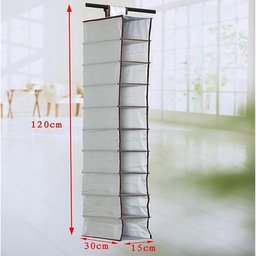 Sapateira Vertical Multiuso 10 Divisorias Prateleiras Organizador Cabideiro para Armario Closet Cinz - 4