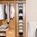Ver imagem 3 de Sapateira Vertical Multiuso 10 Divisorias Prateleiras Organizador Cabideiro para Armario Closet Cinz