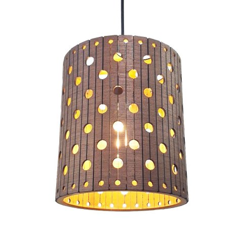 Luminária Teto Pendente Mdf Lâmina Madeira Elegante Rústica