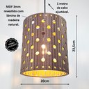 Ver imagem 2 de Luminária Teto Pendente Mdf Lâmina Madeira Elegante Rústica