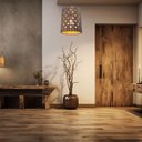 Ver imagem 3 de Luminária Teto Pendente Mdf Lâmina Madeira Elegante Rústica