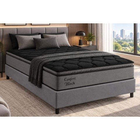 Cama Box Crc Casal+Colchão Anatômico Ortopédico Confort Ortobom 138