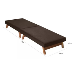 Cama Dobrável Portátil Solteiro Colchão Embutido Pés em Madeira 170x60 Marrom - Av - 4