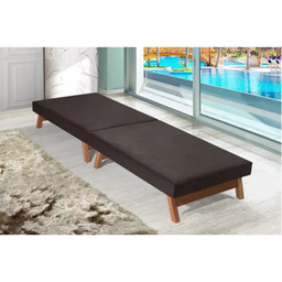 Cama Dobrável Portátil Solteiro Colchão Embutido Pés em Madeira 170x60 Marrom - Av - 1