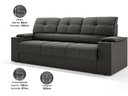 Ver imagem 2 de Sofá com Porta Copos Retrátil e Reclinável Tom 2,05m Velosuede - Netsofas - Chumbo