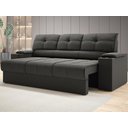 Ver imagem 1 de Sofá com Porta Copos Retrátil e Reclinável Tom 2,05m Velosuede - Netsofas - Chumbo