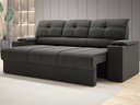 Ver imagem 1 de Sofá com Porta Copos Retrátil e Reclinável Tom 2,05m Velosuede - Netsofas - Chumbo
