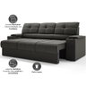 Sofá com Porta Copos Retrátil e Reclinável Tom 2,05m Velosuede - Netsofas - Chumbo - 3