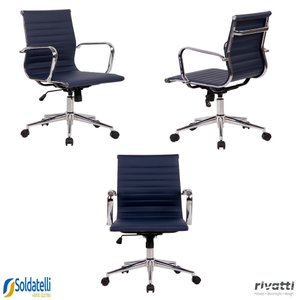 Kit 3 Cadeiras Office Sevilha Pu Baixa Várias Cores - Rivatti