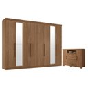 Ver imagem 1 de Guarda Roupa Casal Master New 8 Portas de Bater 4 Gavetas MDP com Espelho e Cômoda Jatobá