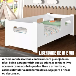 Mini Cama Infantil Montessoriana Encanto para Quarto de Criança Menina e Menino com Colchão e Proteç - 2