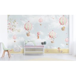 Papel de parede infantil para quarto de bebê balão menina M² PP48 - 3