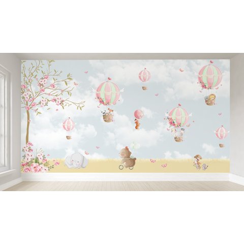 Papel de parede infantil para quarto de bebê balão menina M² PP48