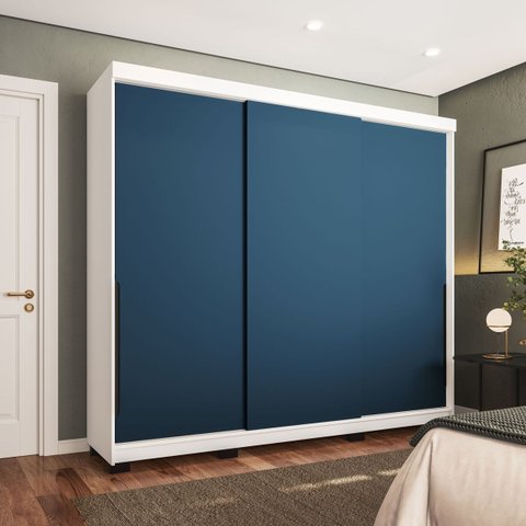Guarda Roupa Solteiro 3 Portas Correr 220cm Madrid Politorno Móveis
