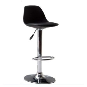 Banqueta Alta Light Preto com Estrutura Metálica e Assento Acolchoado