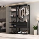 Ver imagem 1 de Closet Aberto Modulado Arara Organizadora com Cabideiro 135cm Allegra Multimóveis Mp4389 Preto