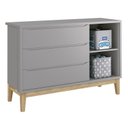 Ver imagem 5 de Jogo de Quarto Classic Guarda Roupa 3 Portas e Cômoda Cinza Fosco com Pés Madeira Natural - Reller M