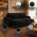 Ver mais imagens de Sofá Retrátil 6 Lugares Veludo Apolo 2,70 Mts Preto