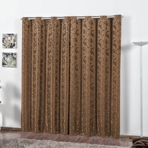 Cortina Jacquard 7,00x2,30 Para Trilho Simples:Avelã