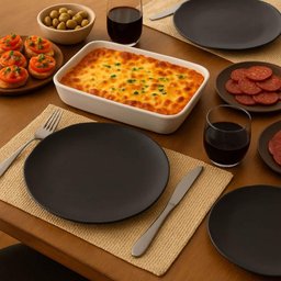 Conjunto 6 Pratos Rasos Cerâmica Orgânico Preto Matte 26,5cm Porto Brasil Mesa Posta Jantar Almoç - 2 Conjunto 6 Pratos Rasos Cerâmica Orgânico Preto Matte 26,5cm Porto Brasil Mesa Posta Jantar Almoç - 2