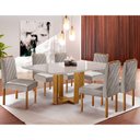 Ver imagem 1 de Kit Sala de Jantar 6 Lugares Mesa Lisy e 6 Cadeiras Jade Veludo - Off White com Marrom Acinzentado