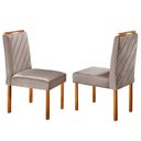 Ver imagem 4 de Kit Sala de Jantar 6 Lugares Mesa Lisy e 6 Cadeiras Jade Veludo - Off White com Marrom Acinzentado