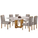 Ver imagem 5 de Kit Sala de Jantar 6 Lugares Mesa Lisy e 6 Cadeiras Jade Veludo - Off White com Marrom Acinzentado