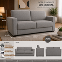 Ver imagem 3 de Sofá 3 Lugares Namoradeira Sala Estar Confortável Recepção Moderno Sofisticado Linho:Linho Cinza
