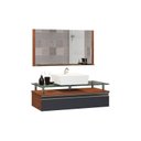 Ver imagem 2 de Conjunto Gabinete Banheiro Ametista 80cm com Tampo de Vidro:natura/titanium/branco/um Furo