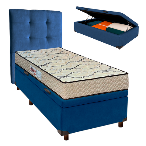 Kit Cama Box Bau + Cabeceira + Colchão Solteiro D33 - Maxsono - Paropas
