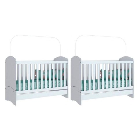 Berço Infantil Bala de Menta 3 em 1 (2 Un) Branco - Henn