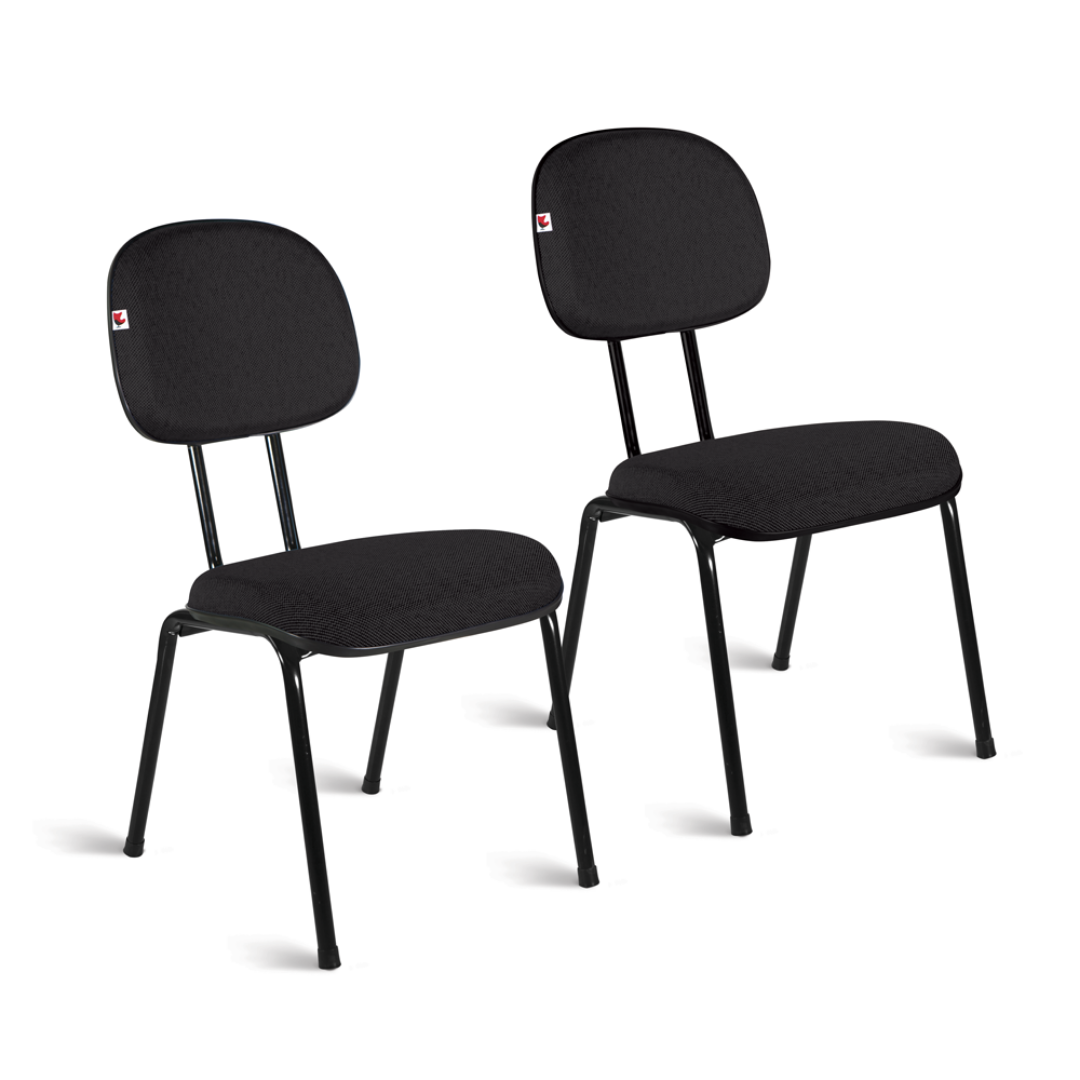 Cadeira Secretária Pé Palito Kit 02 Tecido:Preto - 1