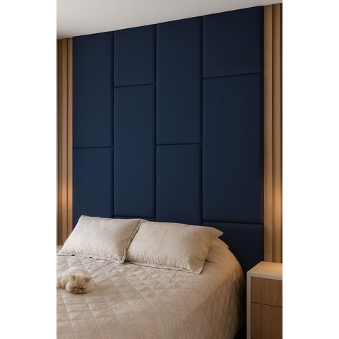 Cabeçeira Dominó 2,70 Altura e 1,60 Largura Modulos Colantes:Suede Azul