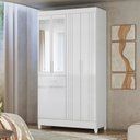 Ver imagem 1 de Guarda Roupa Roupeiro Siena 5 Portas 1 Gaveta Detalhes Frisados e Espelho Branco Rosa Azul Moval