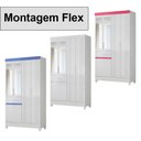 Ver imagem 4 de Guarda Roupa Roupeiro Siena 5 Portas 1 Gaveta Detalhes Frisados e Espelho Branco Rosa Azul Moval