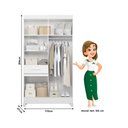 Ver imagem 2 de Guarda Roupa Roupeiro Siena 5 Portas 1 Gaveta Detalhes Frisados e Espelho Branco Rosa Azul Moval