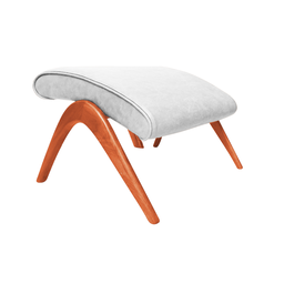 Poltrona Couro Natural Branco Vk Anos 50 Acompanha Puff - 3