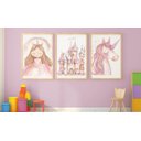 Ver imagem 1 de Kit 3 Quadros Castelo Princesa Unicórnio Quarto Menina Infantil