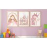 Kit 3 Quadros Castelo Princesa Unicórnio Quarto Menina Infantil - 1