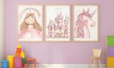 Ver imagem 1 de Kit 3 Quadros Castelo Princesa Unicórnio Quarto Menina Infantil