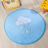 Tapete Bebê Menino Decorativo Nuvem Chuva de Benção Azul Turquesa 65cm de Diâmetro Antiderrapante - 1