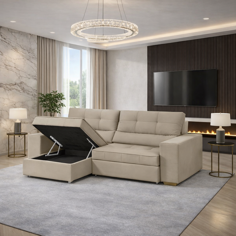 Sofá Baú San Marino Retrátil e Reclinável 3 Lugares 220cm Veludo Sofatec