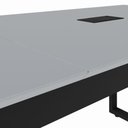 Ver imagem 6 de Mesa de Reunião Retangular 2,70 m X 0,90 m Tampo Bipartido Pés Quadro Bordas Chanfradas e 2 Caixas