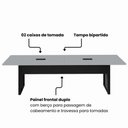 Ver imagem 4 de Mesa de Reunião Retangular 2,70 m X 0,90 m Tampo Bipartido Pés Quadro Bordas Chanfradas e 2 Caixas