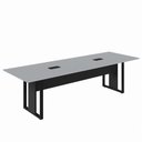 Ver imagem 2 de Mesa de Reunião Retangular 2,70 m X 0,90 m Tampo Bipartido Pés Quadro Bordas Chanfradas e 2 Caixas